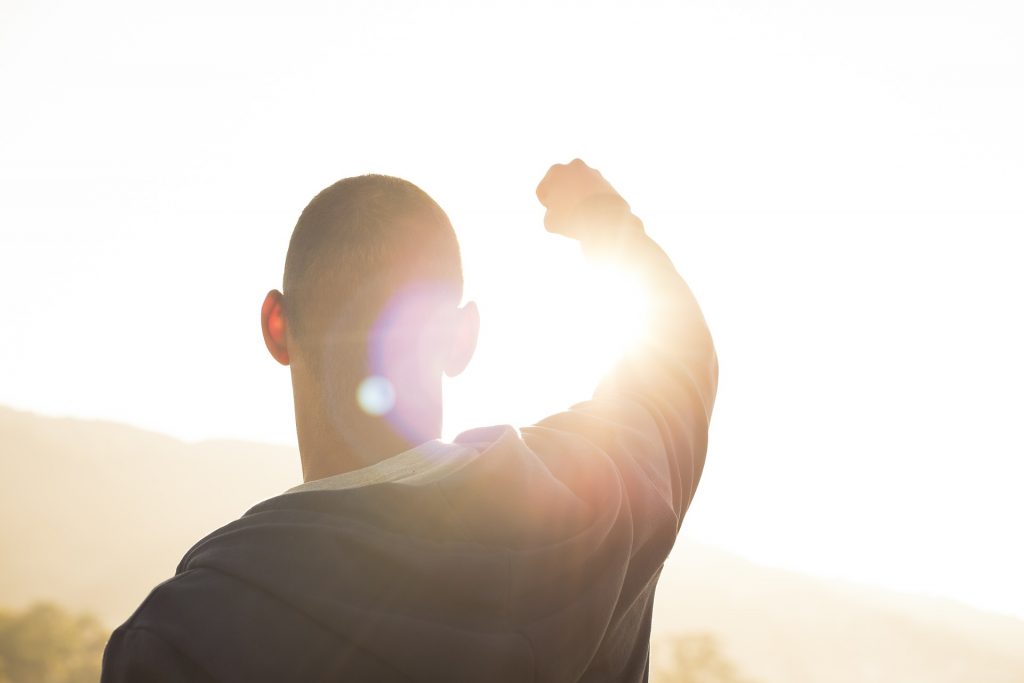 Man being successful after quitting smoking